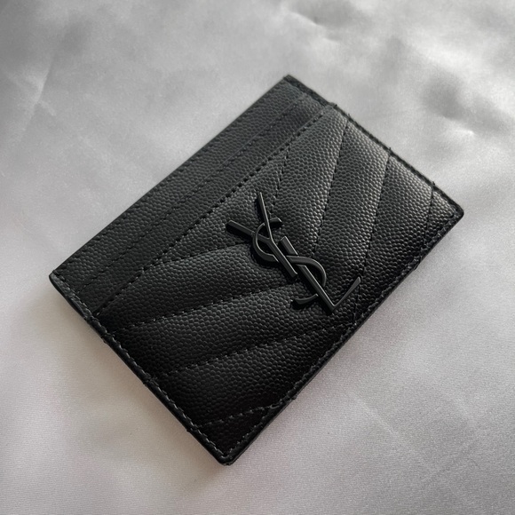 YSL SAINT LAURENT Cassandre Matelasse Card Case in Grain de Poudre Leather - Picture 2 of 4
